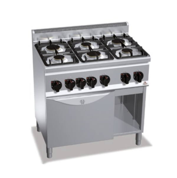 cucina 6 fuochi a gas con forno serie 600 berto's