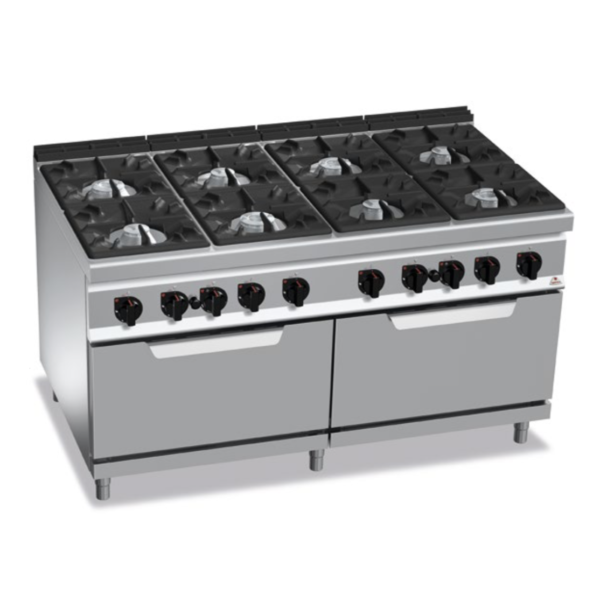 cucina 8 fuochi a gas con 2 forni serie 900 berto's